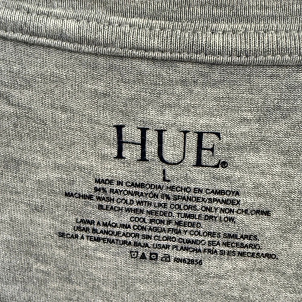 HUE Women's Light Gray V-Neck Tunic Short Sleeve Top - Picture 2 of 3